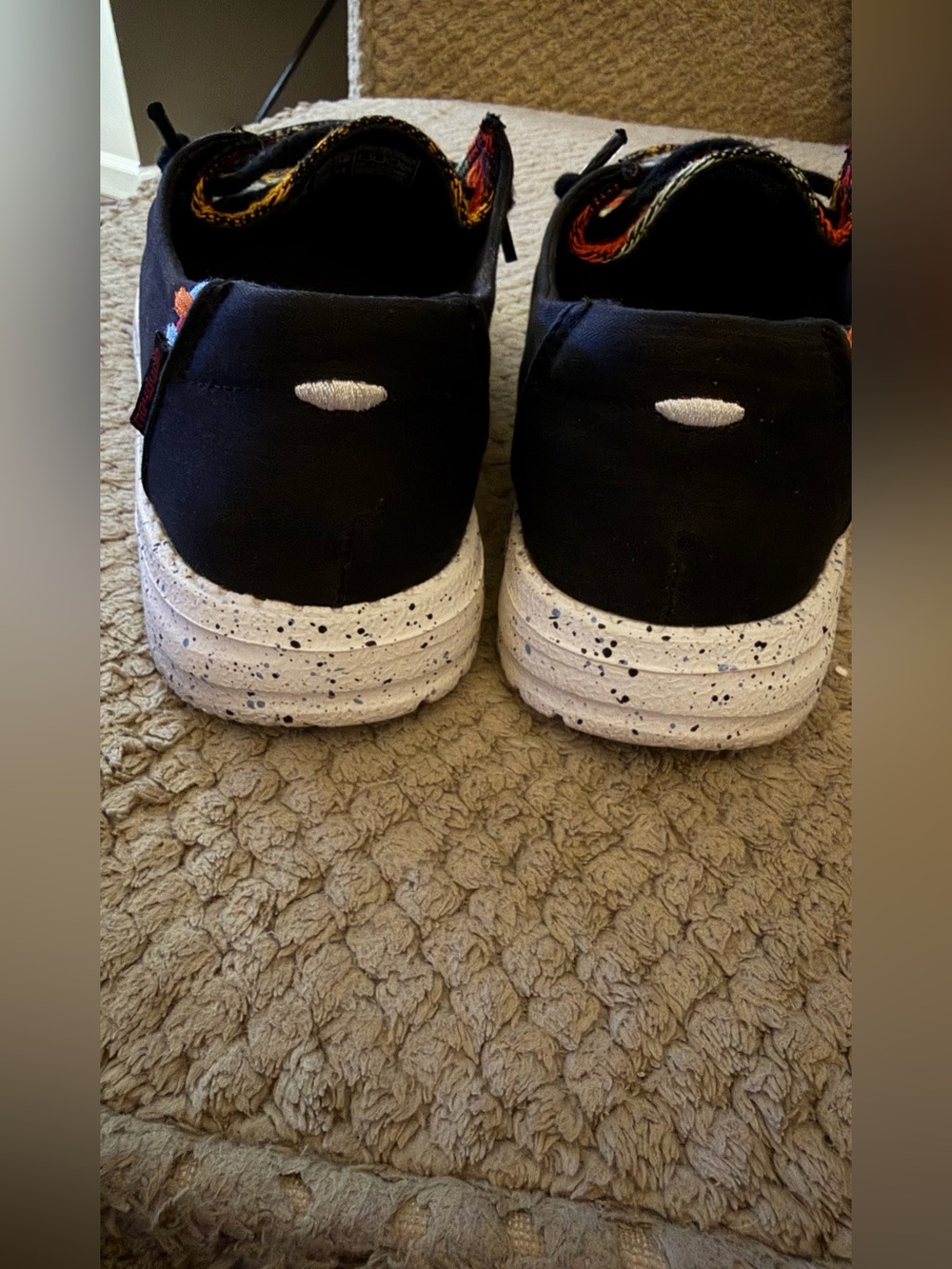 Hey Dude Wendy Black Canvas Slip-On with Multicolor Woven Accent - Picture 9 of 11